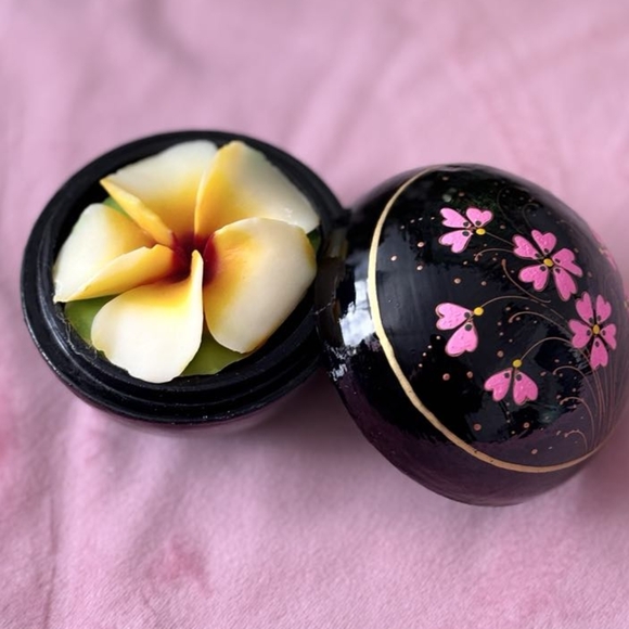 Hand-Carved Soap Flower, 4 Inch Scented Soap Carving, Plumeria In Decorative Woo - Picture 1 of 6